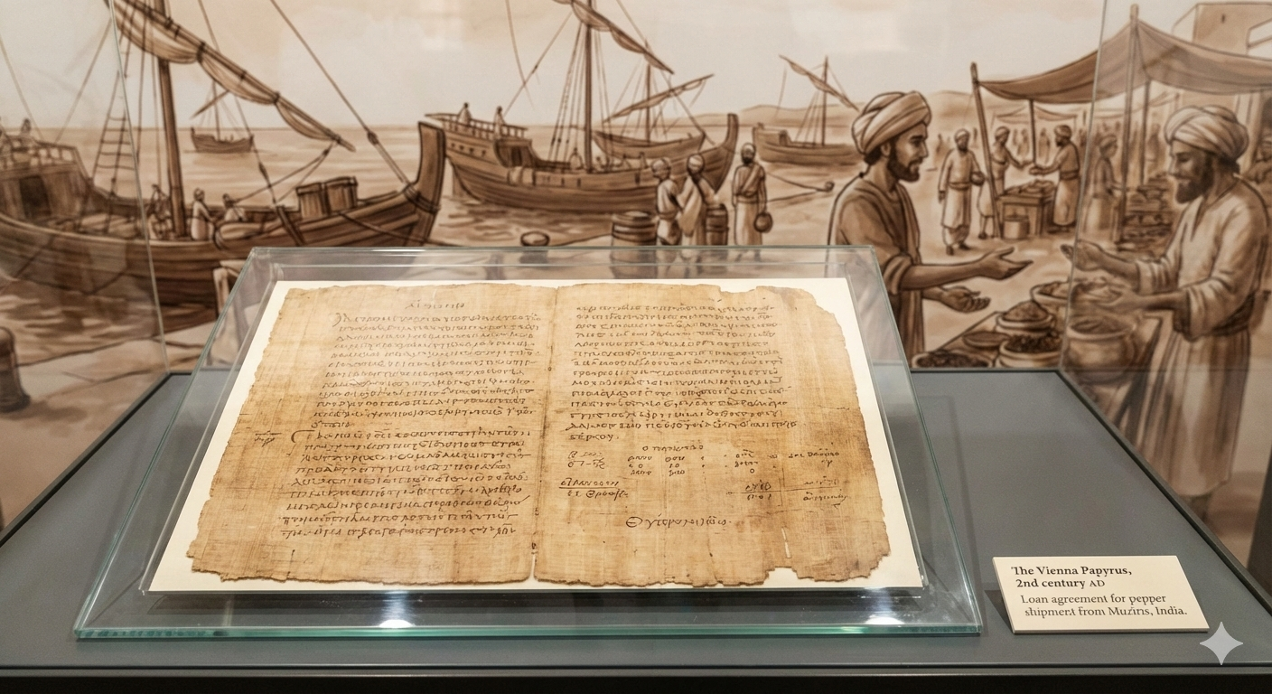 വിയന്ന പാപ്പിറസ്: കിഴക്കിന്റെ തുറമുഖ നഗരമായ മുസിരിസ് എന്ന് തെളിയിക്കുന്ന 2000 വർഷം പഴക്കമുള്ള ഒരു വായ്പാ ഉടമ്പടി