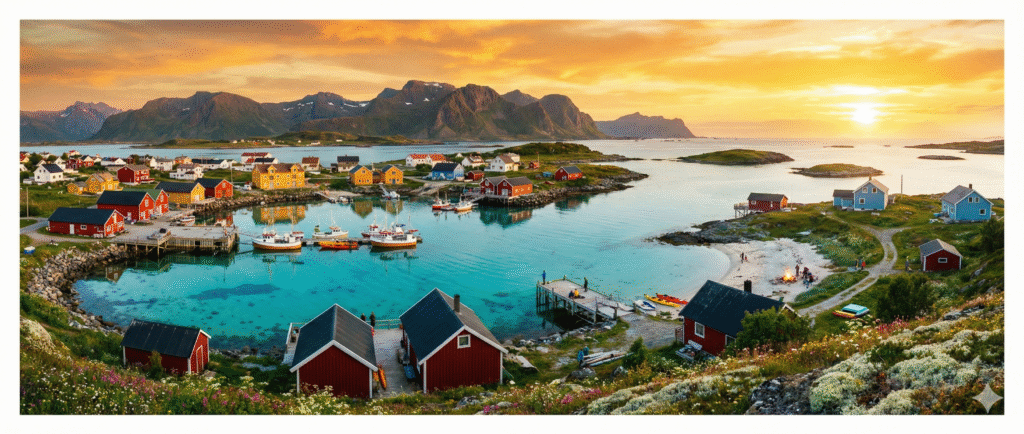 panoramic view of Sommarøy island in Northern Norway