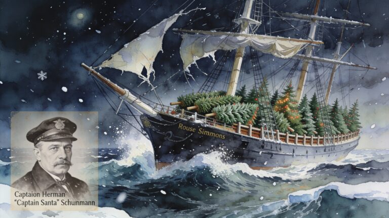 three-masted schooner Rouse Simmons on Lake Michigan